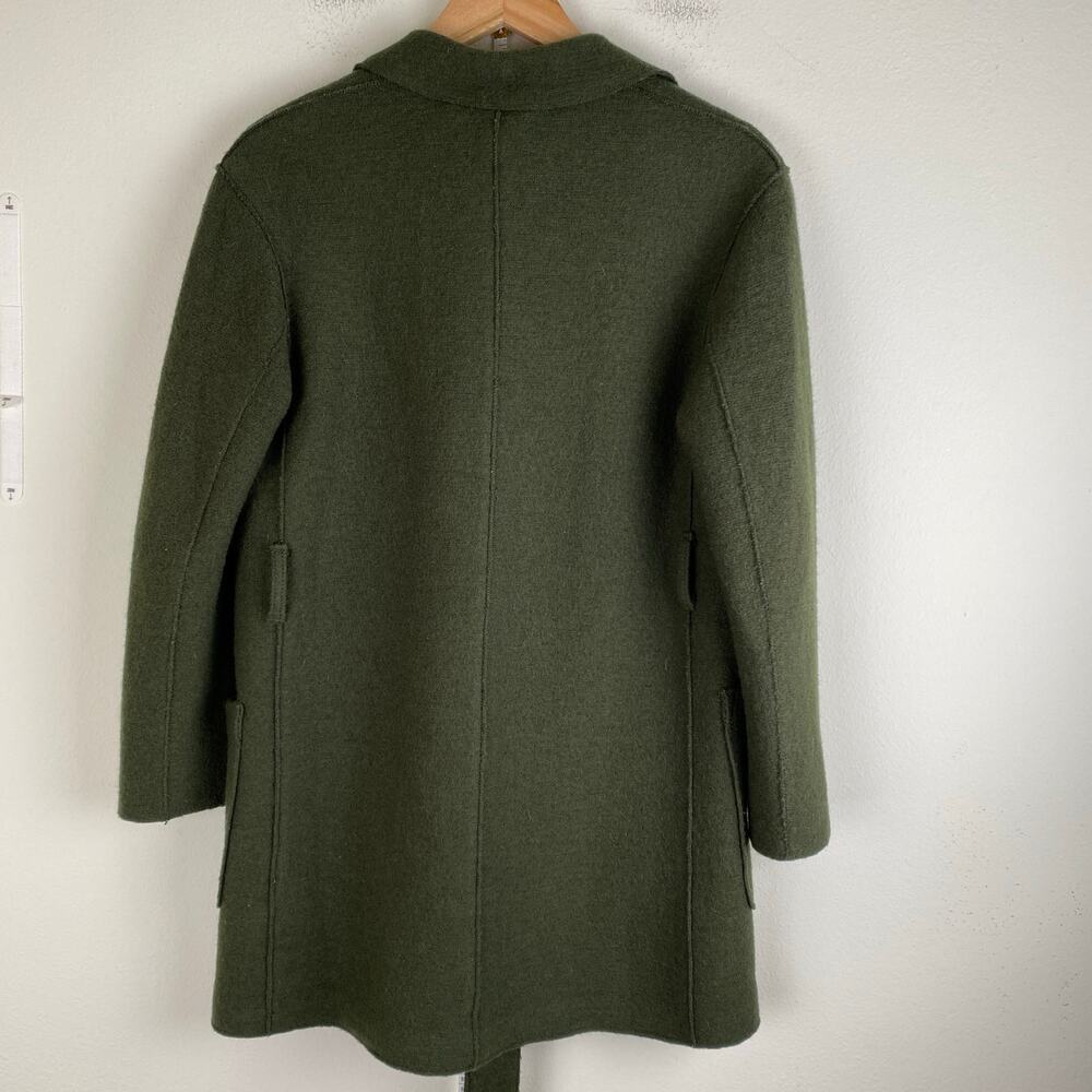 J.Crew Boiled Wool Wrap Coat Forest Green XS Belted - Picture 10 of 15